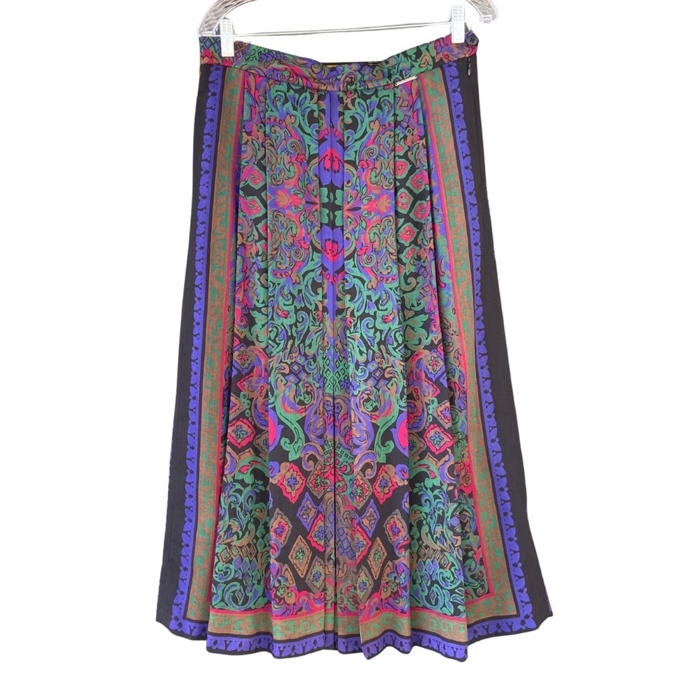 Geiger Vintage Wool Skirt - Patterned Women's Midi Skirt Made in Austria